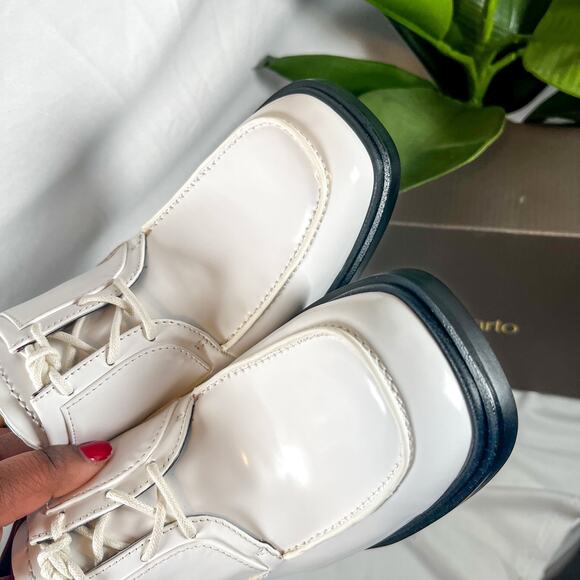 Franco Sarto Preston Chunky Heel Lace-Up Oxford White Gloss 39 - Picture 5 of 11